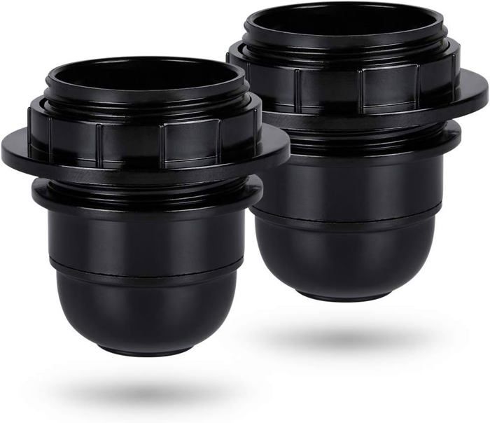 Douille E27 - HANDEIU - Lot de 2 - Noir - Plastique - 60 Watts