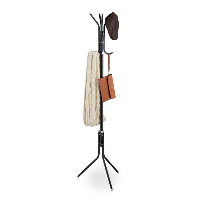 Relaxdays Portemanteau 8 emplacements métal pour vos vestes et manteaux HLP : 169 x 40 x 48 cm noir