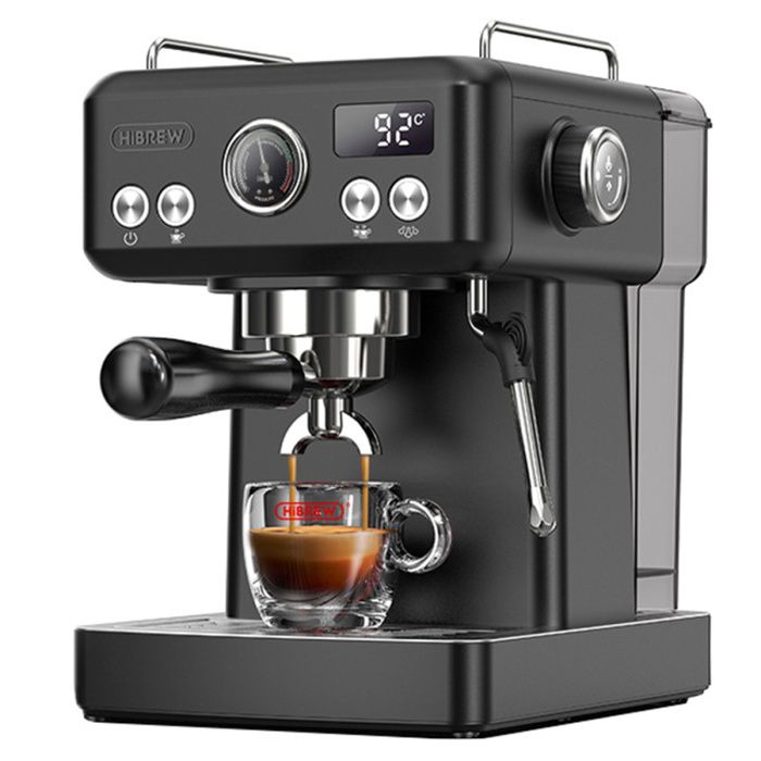 Machine à Café Expresso Semi Automatique HiBREW H10A Pression de 19 Bars Mousseur à Lait Température Réglable Pichet de 350ml