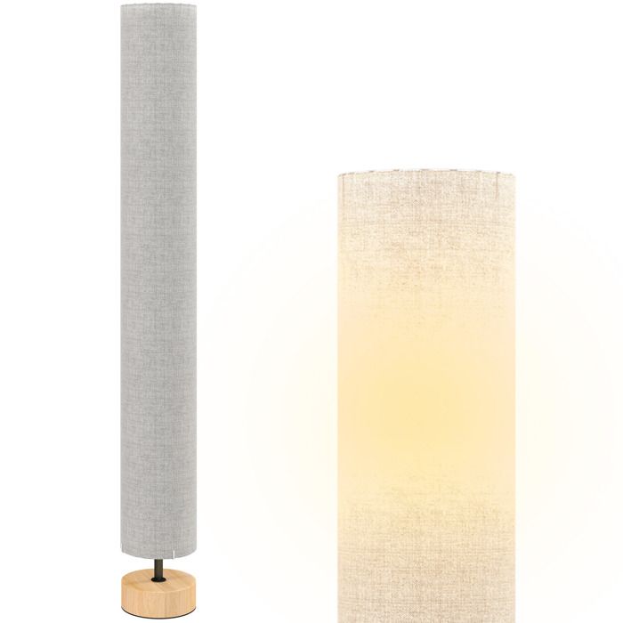 Lampadaire sur pied de salon - HOMCOM - abat-jour en lin interrupteur à pied 2 x douille E27 - 120 cm - gris
