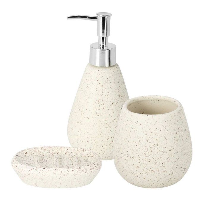 Ensemble daccessoires de salle de bains 3 pièces marbre blanc Ensemble daccessoires de salle de bains 3 pièces marbre blanc