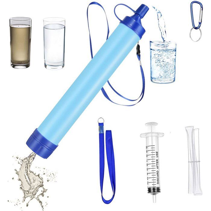 Filtre à Eau DeFe - Paille 2000L - Bleu - Randonnée Camping Survie