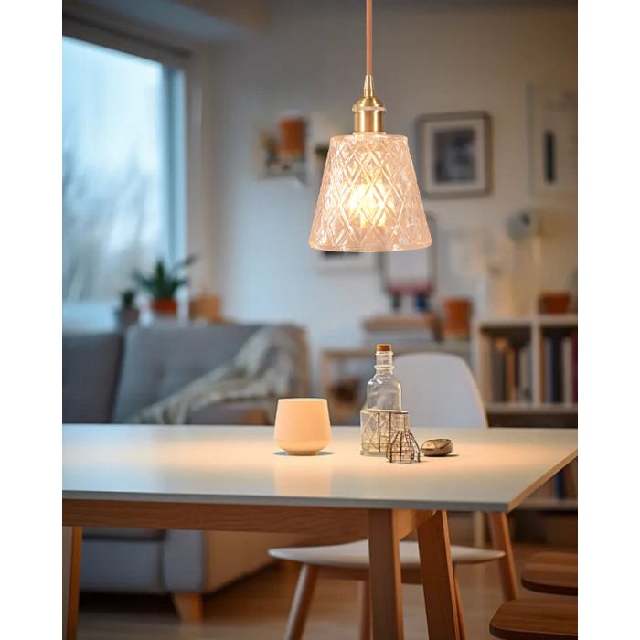 iDEGU Suspension Luminaire Moderne en Verre Lustre Industriel Abat-jour en Verre Finition en Laiton Dor E27 Luminaire Style Vintage iDEGU Suspension Luminaire Moderne en Verre Lustre Industriel Abat-jour en Verre Finition en Laiton Dor E27 Luminaire Style Vintage