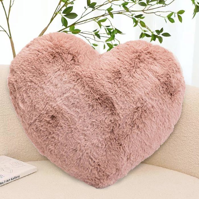 Coussin décoratif en peluche - DOK - Coeur et étoile - Rose - 45x45 cm - Velours arctique - Coton PP - Douillet
