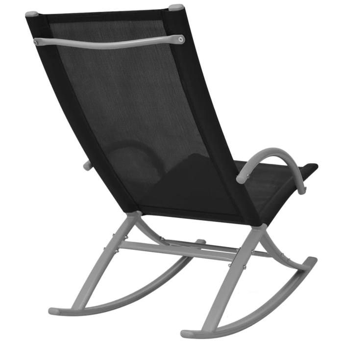 Chaises à bascule de jardin - WIENS - Lot de 2 - Acier et textilène - Noir - 53x92x86 cm - Poids max 100 kg
