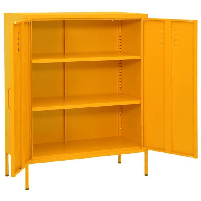 SALE 2026Armoire de Classement - WINWIN - Pour bureau/salon - Armoire de rangement Jaune moutarde 80x35x1015cm Acier 20.6 Kg 5898