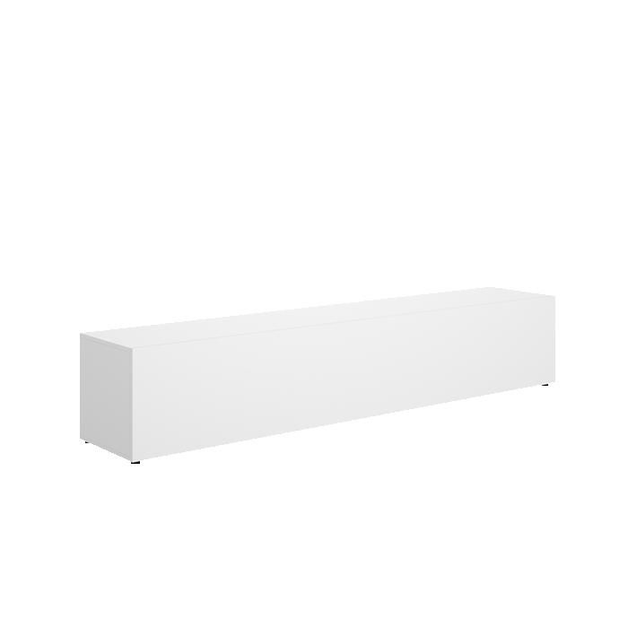 Meuble TV bas avec portes abattantes coloris blanc - Hauteur 42 x Longueur 220 x Profondeur 41 5 cm