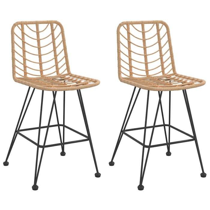 Sales SeasonTabourets de bar（lot de 2）- SHIELD - Fauteuil/Siège de jardin - 45x56x1035cm Résine tressée et acier 1885563