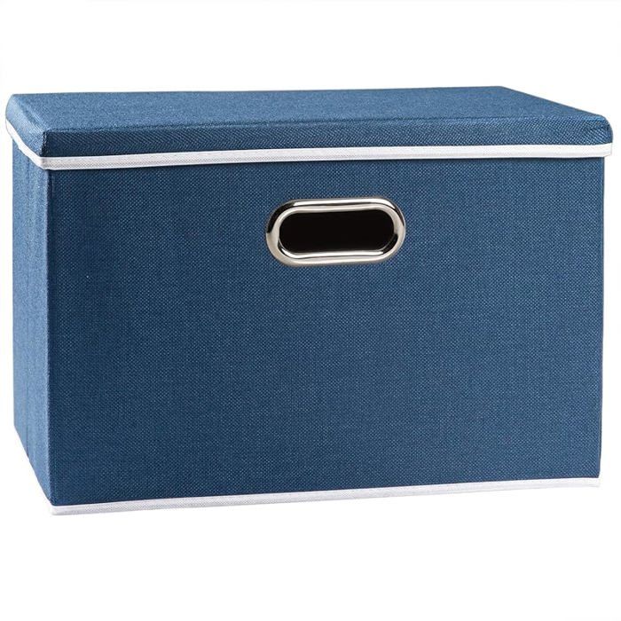 Grande bac de rangement pliable en lin avec couvercle [lot de 1] Boîte ...
