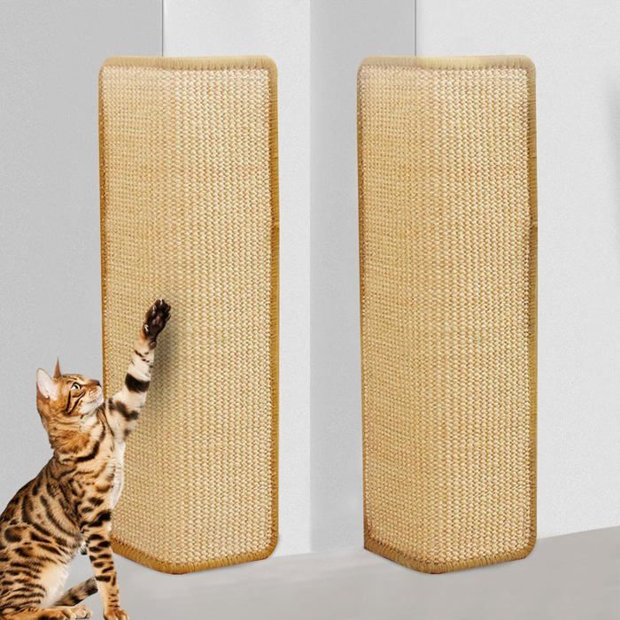 Meilleurs prix pour 2 Pièces Tapis Griffoir pour Chat60 x 30cmTapis à Chat en Sisal NaturelTapis à Gratter Sol Antidérapantpour Mur et CoinProtege