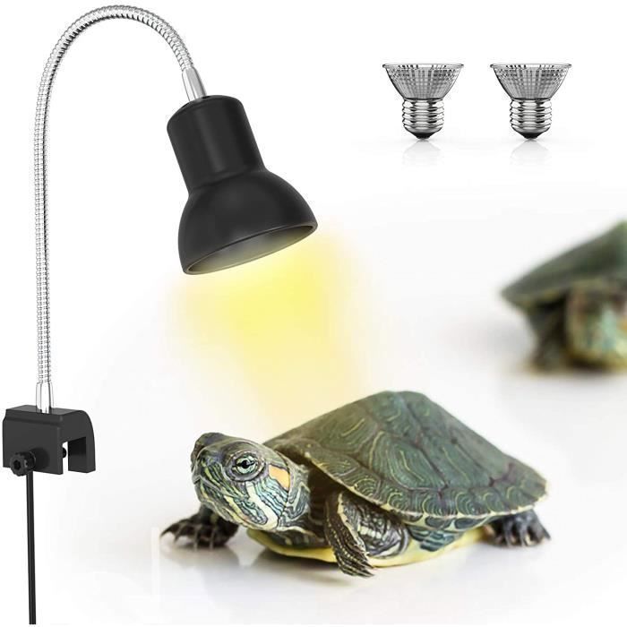 Lampe Terrarium - Support avec 2 Ampoules Basking Spot UVA 25W - Noir Jaune jaune REFLECTEUR
