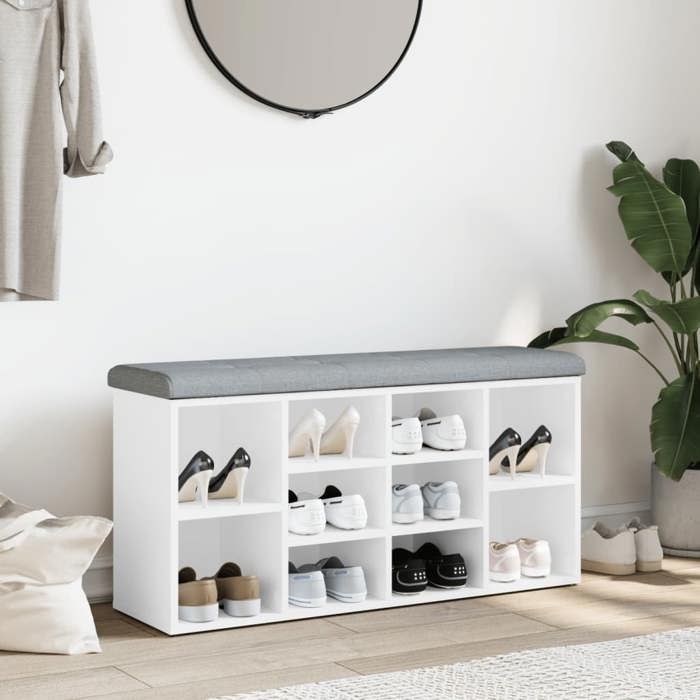 Meuble de couloir Blanc - Banc à chaussures - Coffre à chaussures - blanc - 102x32x50cm - Bois dingénierie 613 867754511