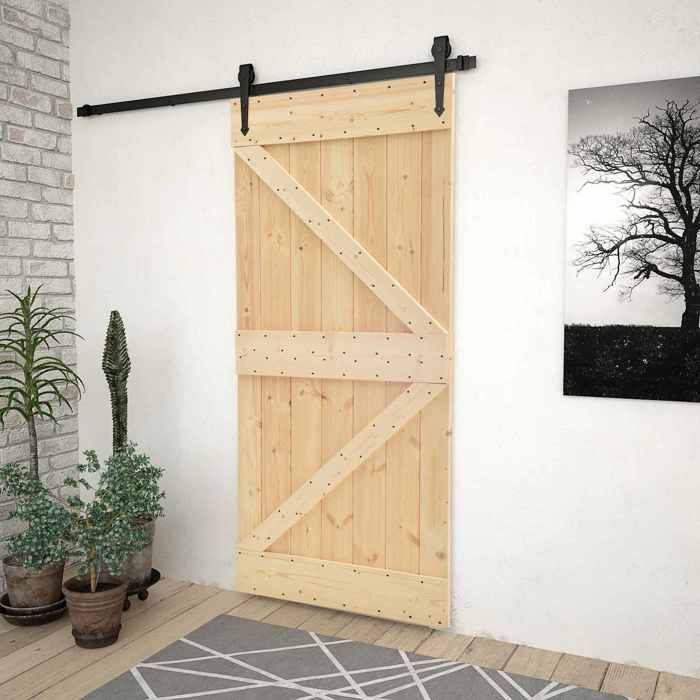 vidaXL Porte NARVIK Naturel 100 x 210 cm Bois de pin massif - vue 5