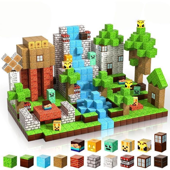 Blocs Construction Magnétiques -100 PCS Cube Magnétique Enfant - Puzzle Cubes Jeux Magnétiques - Jouet Cadeau Garçon Fille