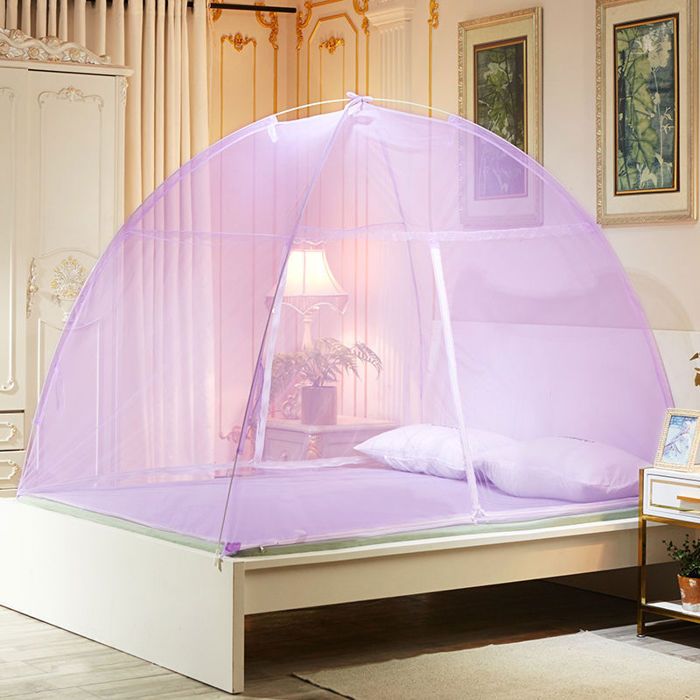 Moustiquaire lit & jardin dôme pop up fermeture zippée Violet 100x200cm