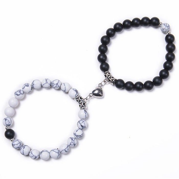 Bracelet Connecté Couple - 2 Pièces - Aimanté Perles Magnétique - Homme Femme Aucunely