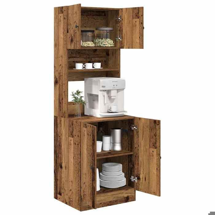 (8640)Meuble rangement - contemporain - Buffet de cuisine avec porte (2 pcs )- Bois ancien 60x50x180 cm poid:50.56 kg