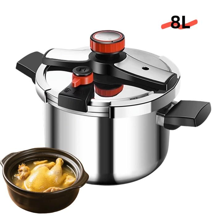 Autocuiseur 8L - Acier inoxydable - Cuisson rapide - Antidéflagrant - Cocotte minute - Cuisinières à gaz et plaques à induction