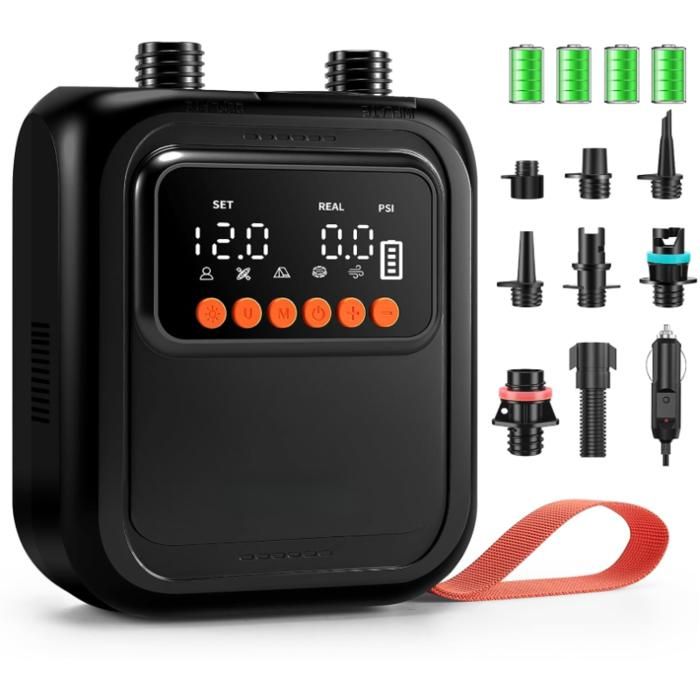 Rechargeable Gonfleur Paddle Electrique Pompe à Air Portable Haute Pression(20 PSI) arrêt Automatique Double Alimentation 12V DC