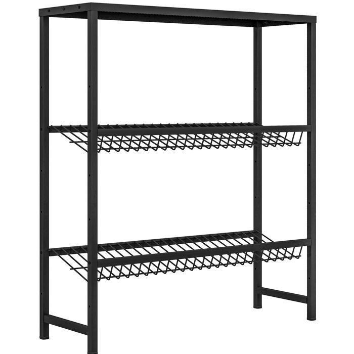 Étagère porte-caisses de boissons sur pied 6 caisses 3 niveaux réglables acier noir 103 x 33 x 113 5 cm