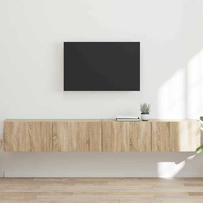 Unités murales TV (2 pcs) - VIDAXL - Meubles TV Suspendu - pour Téléviseur - Sonoma 98x31x29 5 cm T796