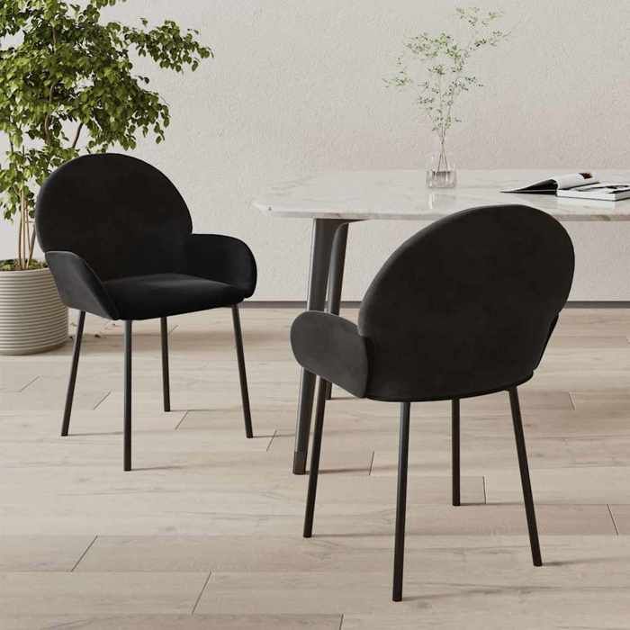 Meilleure MEUBLE Chaises à manger lot de 2 Noir Velours&01_7329