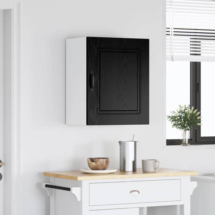 Noir Armoire de cuisine avec porte Kalmar Chêne noir 50x31x60 cm - Meuble Rangement LV32625