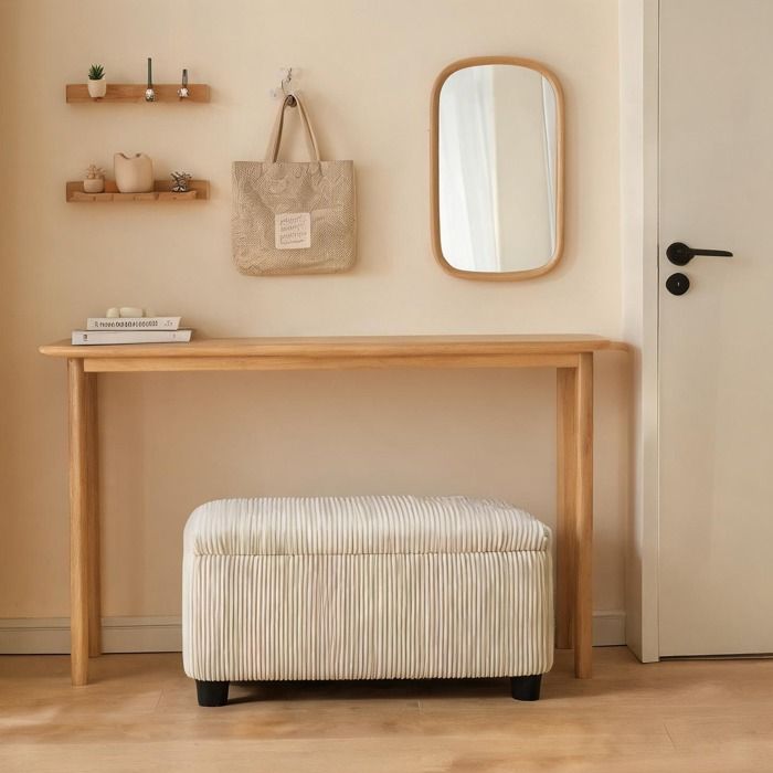 Coffre 84 L pour chambre Ottomans and Footstools featuring Beige Velours Côtelé (100 with 44.1 x 16.5 x 15.8 in
