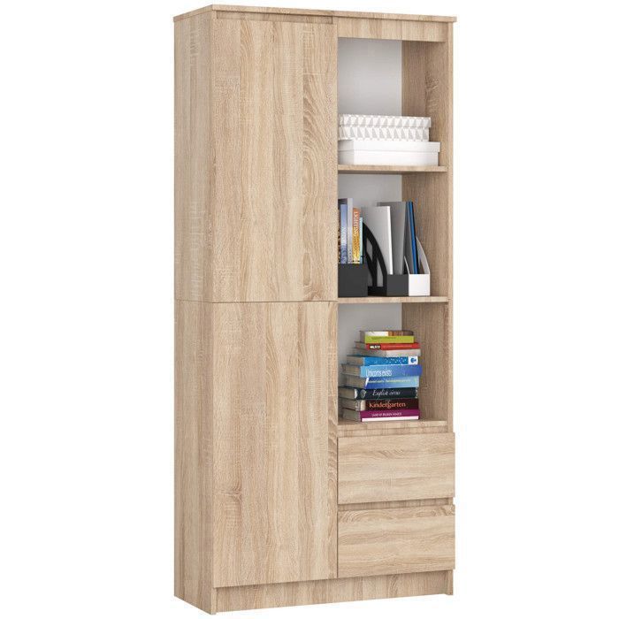 Bibliothèque de bureau AKORD R11 Chêne Sonoma 80 cm 1 porte 2 tiroirs façade Chêne Sonoma 7 étagères 80x35x180 cm Bibliothèque de bureau AKORD R11 Chêne Sonoma 80 cm 1 porte 2 tiroirs façade Chêne Sonoma 7 étagères 80x35x180 cm