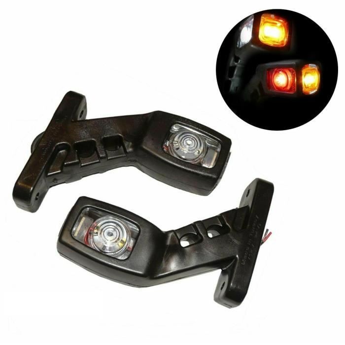 Feux Gabarit Camion 12V/24V - Lot De 4 - Rouge/Blanc - LED - Pour Remorque, Engin, Machine Agricole