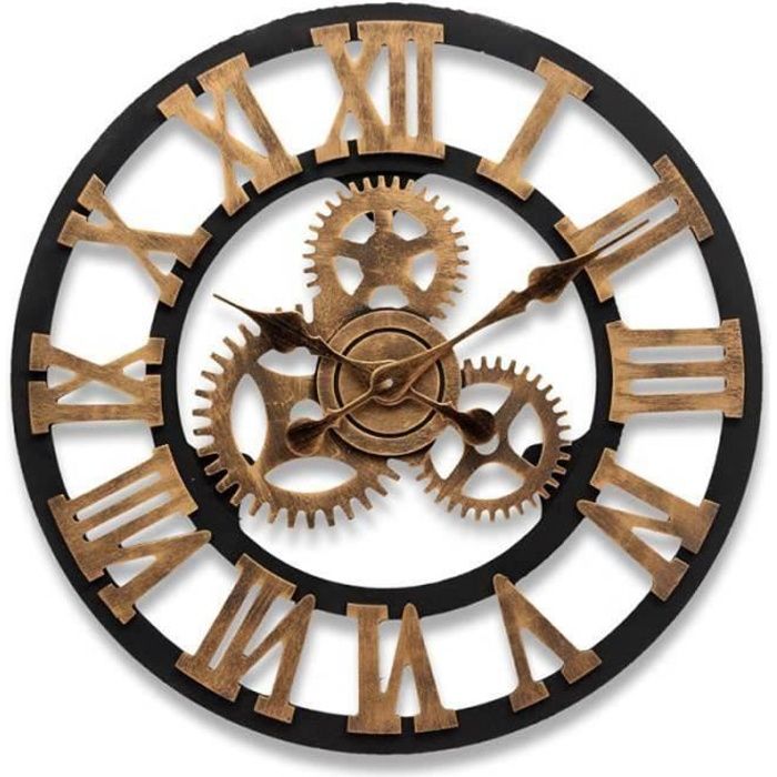 ZYUEER Horloge Pendule Murale Style Vintage argenté diamètre 30 cm Pas Cher 