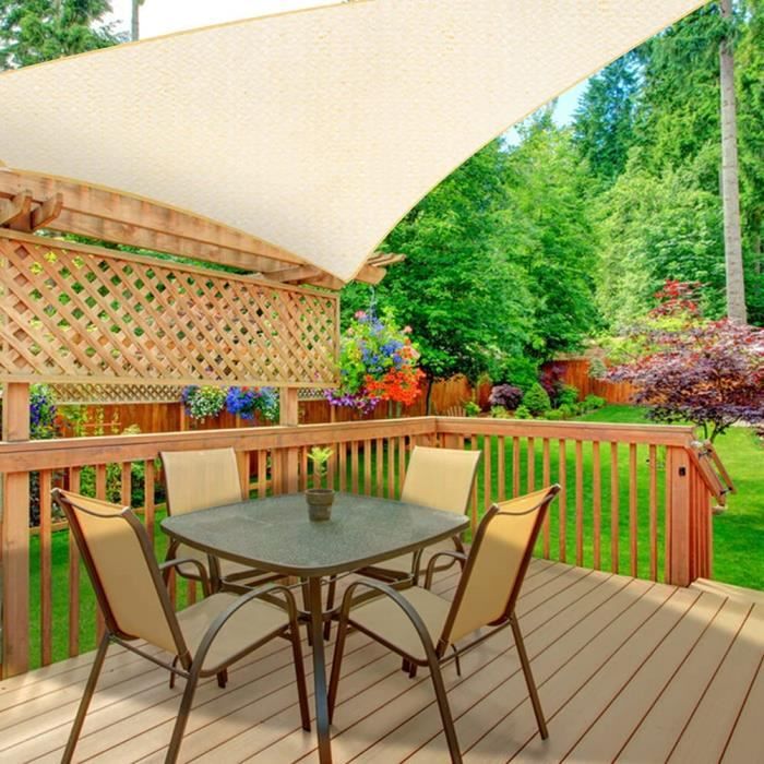 Voile D'ombrage Toile Rectangulaire Respirant 3.2 X 3.6 M Résistant Aux UV Auvent D'auvent Bache Ombrage Avec 4 Morceaux De Corde Pour Patio Jardin Terrasse Extérieur Balcon, Blanc