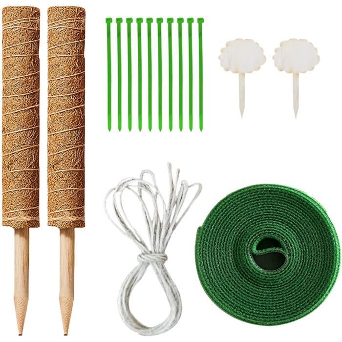 Kit Jardinage 4 Tuteurs Coco + Arrosage Automatique – Pour Plantes Grimpantes, Avec étiquettes Et Attaches