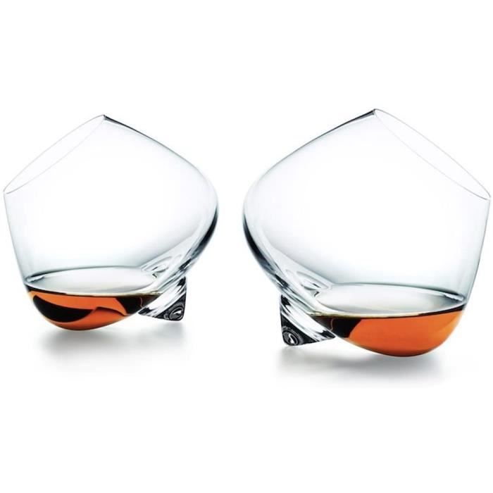 Set De 4 Verres à Whisky Vintage - Verre Soufflé Bouche, 9x7cm, Fait Main