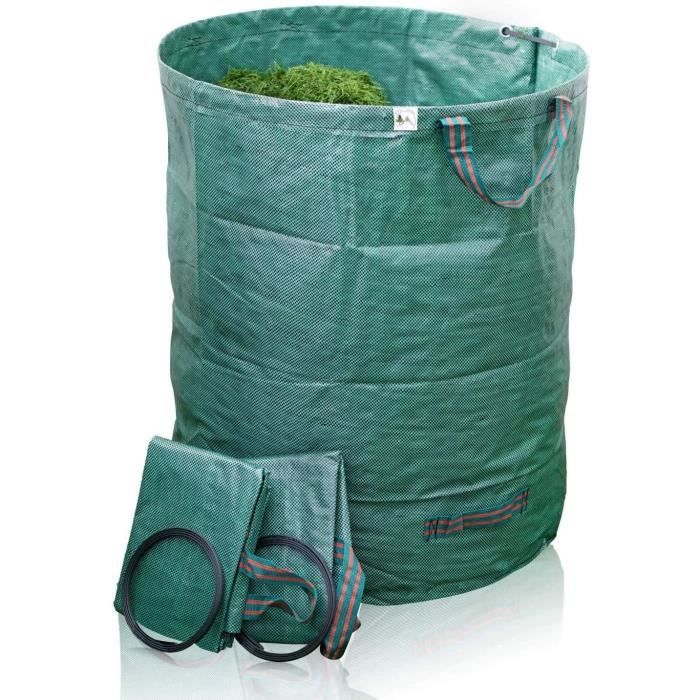 Lot De 4 Sacs De Jardin 272L - Pliables, Indéchirables, Étanches - Pour Déchets Verts, Feuilles, Tontes - Avec Poignées Et Gants Offerts