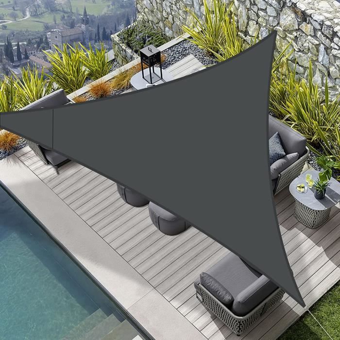 Voile D'ombrage Triangulaire Gohytal 3x3m - Protection UV 95% - Imperméable - Pour Jardin, Terrasse Et Camping - Bleu Ciel