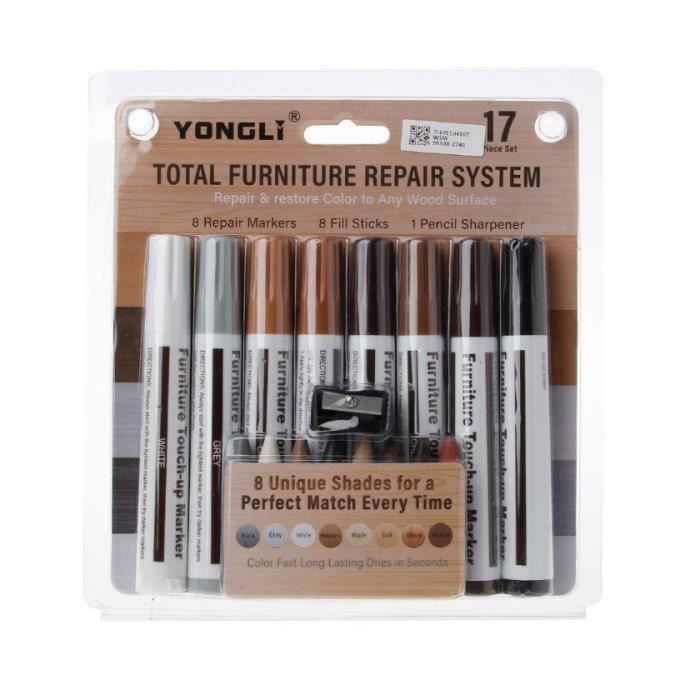 YONGLI Set de Crayon Feutre Retouche Meuble en Bois, Bâtons de Cire kit de  Réparation pour Teintures - Cdiscount Bricolage