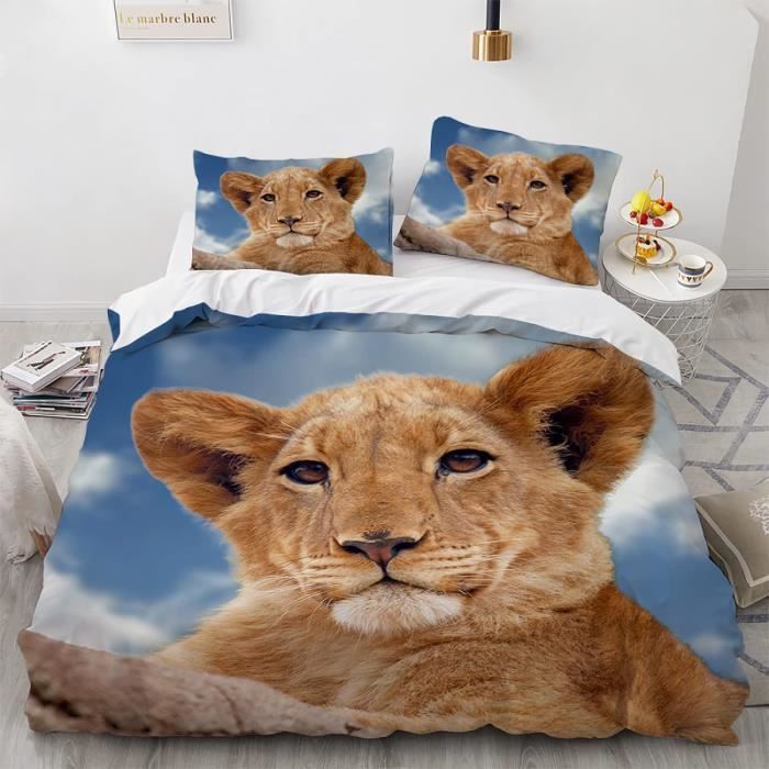 Housses De Couettes Avec Fermeture Éclair 140X200 Cm Lion Housse Couette Ado  Avec 2 Taies D'Oreiller 65X65 Cm Microfibre 3 P[q62694] - Cdiscount Maison