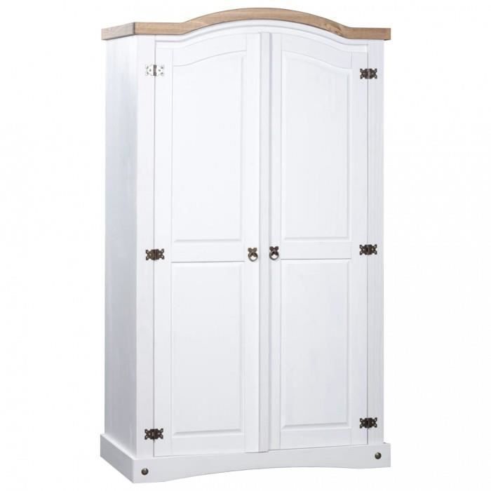 Garde-robe Pin mexicain Gamme Corona 2 portes Blanc - P176 - Vintage - Bois - Panneaux de particules