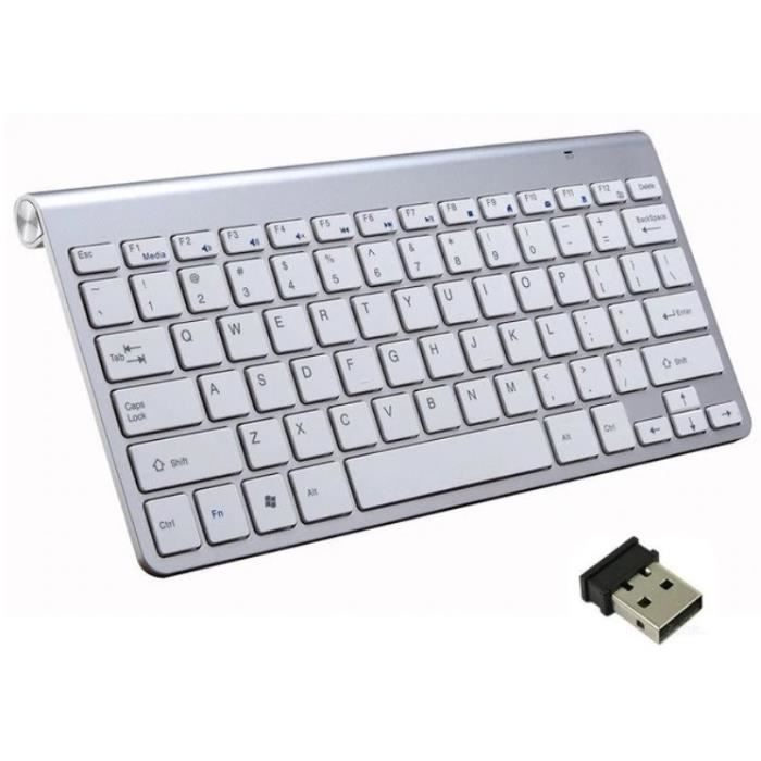 Clavier Sans Fil Metal pour PC SAMSUNG USB QWERTY Piles (ARGENT