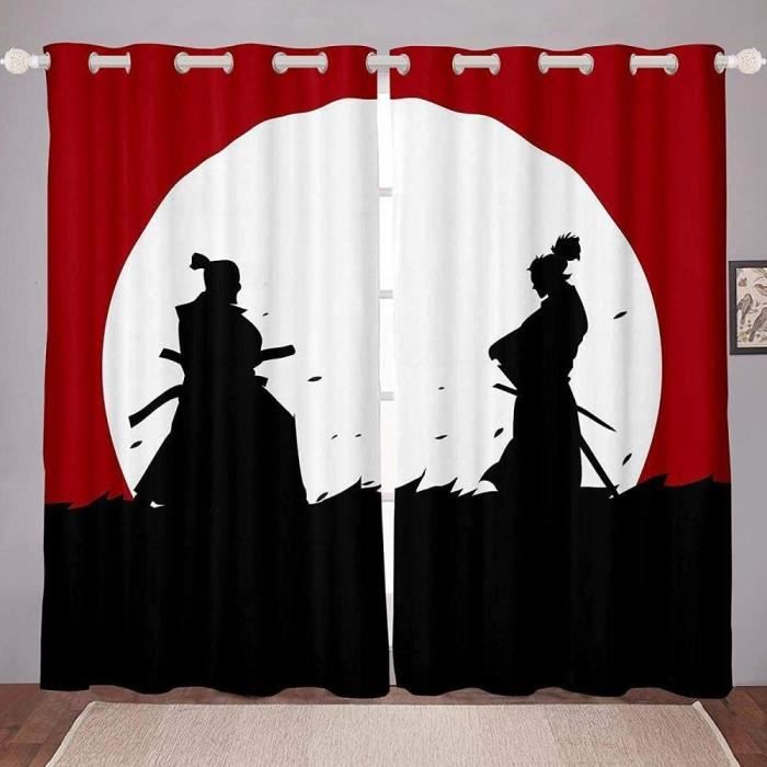 60x120cm-Rideau Occultant Samoura\u00ef Japonais Oeillets Cuisine Adulte Isolant Thermique Opaques ...