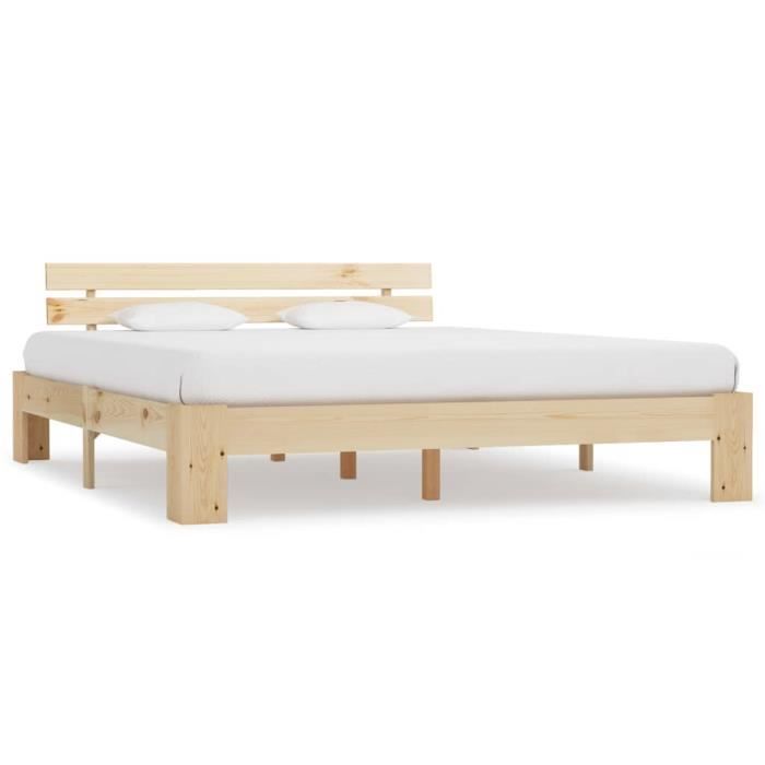 CHEZ STAR® Luxe Cadre de lit Bois de pin massif 180x200 cm Haut de gamme FR9322