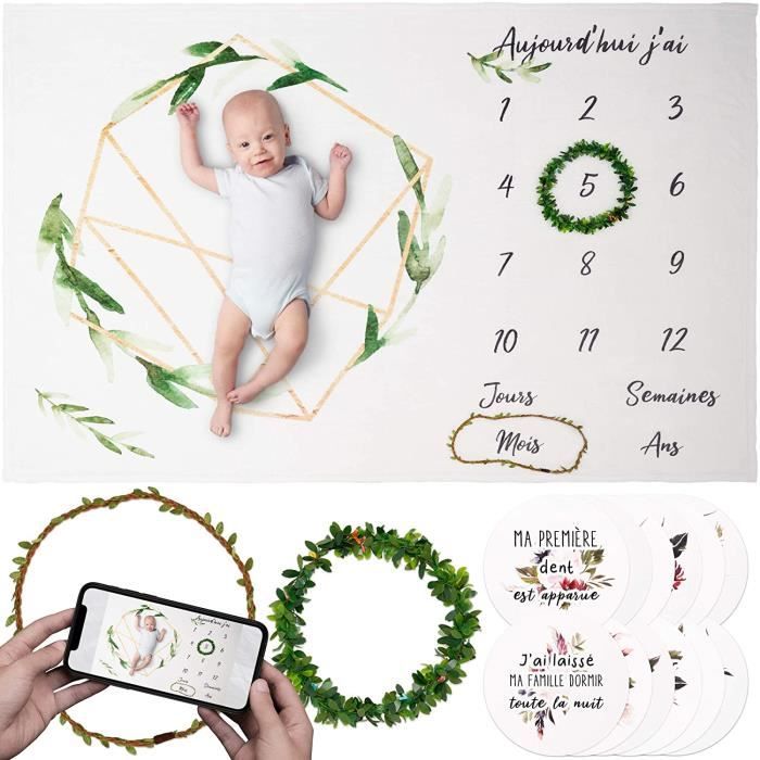 Couverture Etape Bebe Mensuelle Avec 12 Cartes Premiere Fois En Francais Croissance En Photo De 0 A 12 Ans Cadeau De Naissance Cdiscount Puericulture Eveil Bebe