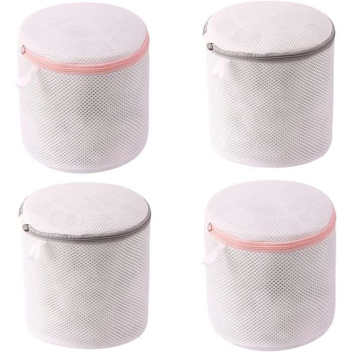 Lot De 4 Filets Linge Machine Semi-Circulaires - Protection Soutiens-Gorge & Lingerie Délicate, Réutilisables (Bleu, Rose Foncé, Blanc, Rose)