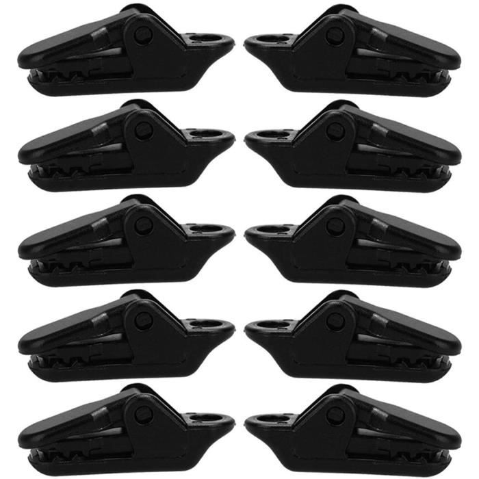 Fodlon Lot De 6 Clips Pour Tente/bâche - Noir - Fixation Réglable