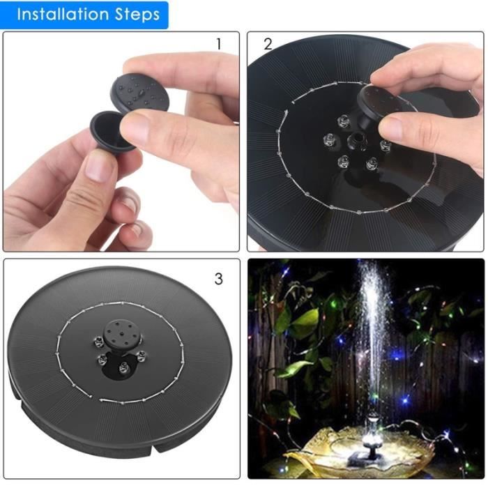 Fontaine Solaire Fontaine Deau Solaire Avec Fontaine Led Décoration De Jardin Piscine De Jardin étang Extérieur Panneau Solaire