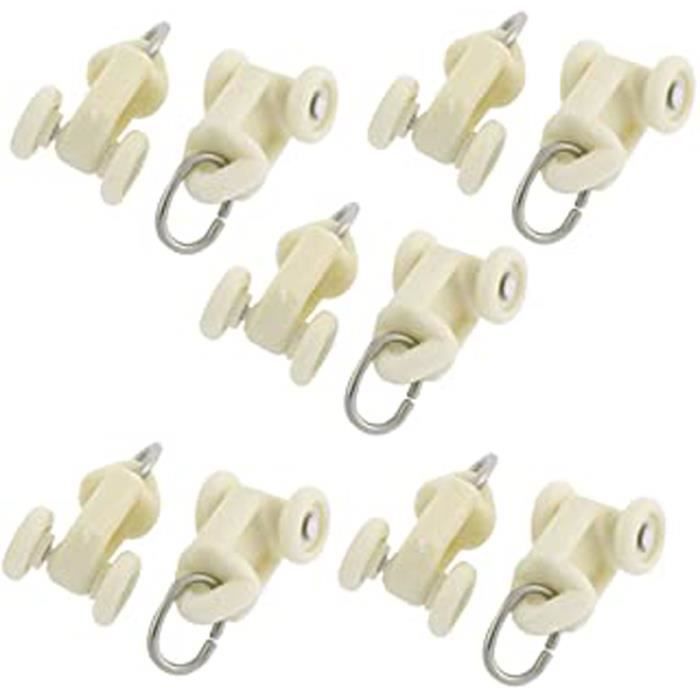 10Pcs Glisseur Rail Rideaux Roulette Crochet Roue Rideaux Coulissant Poulie Pour Fenêtre Voilage
