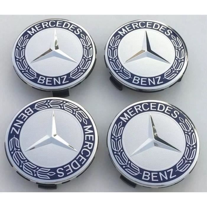 4 x Mercedes chrome et du bleu centre de roue enjoliveurs TOUR16629