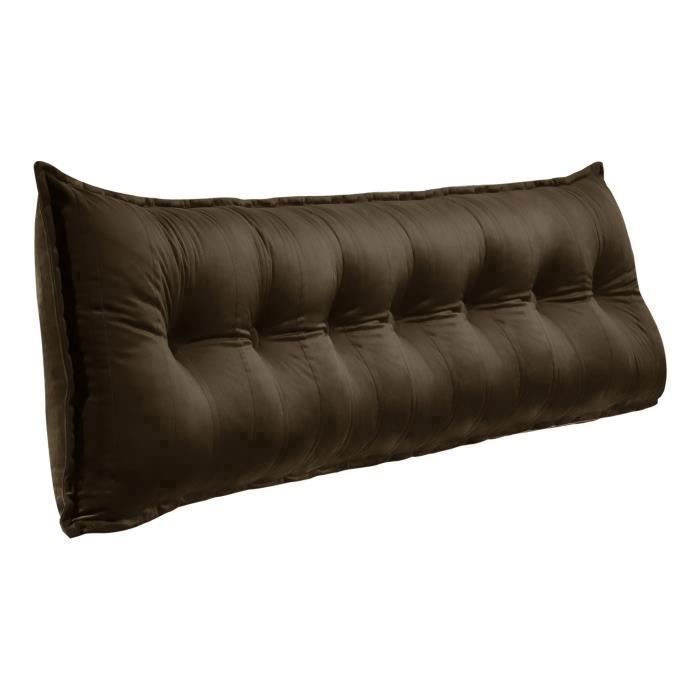 VERCART Coussin de Lecture Cale Dos Oreiller Rectangulaire Oreiller de Lit Coussin Dossier Canapé Velours Marron 200CM VERCART Coussin de Lecture Cale Dos Oreiller Rectangulaire Oreiller de Lit Coussin Dossier Canapé Velours Marron 200CM