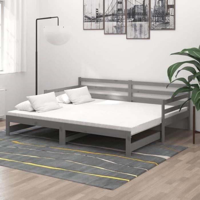 Canapé lit de repos - EU87915 - Gris - Pin massif - 2x 90x200 cm